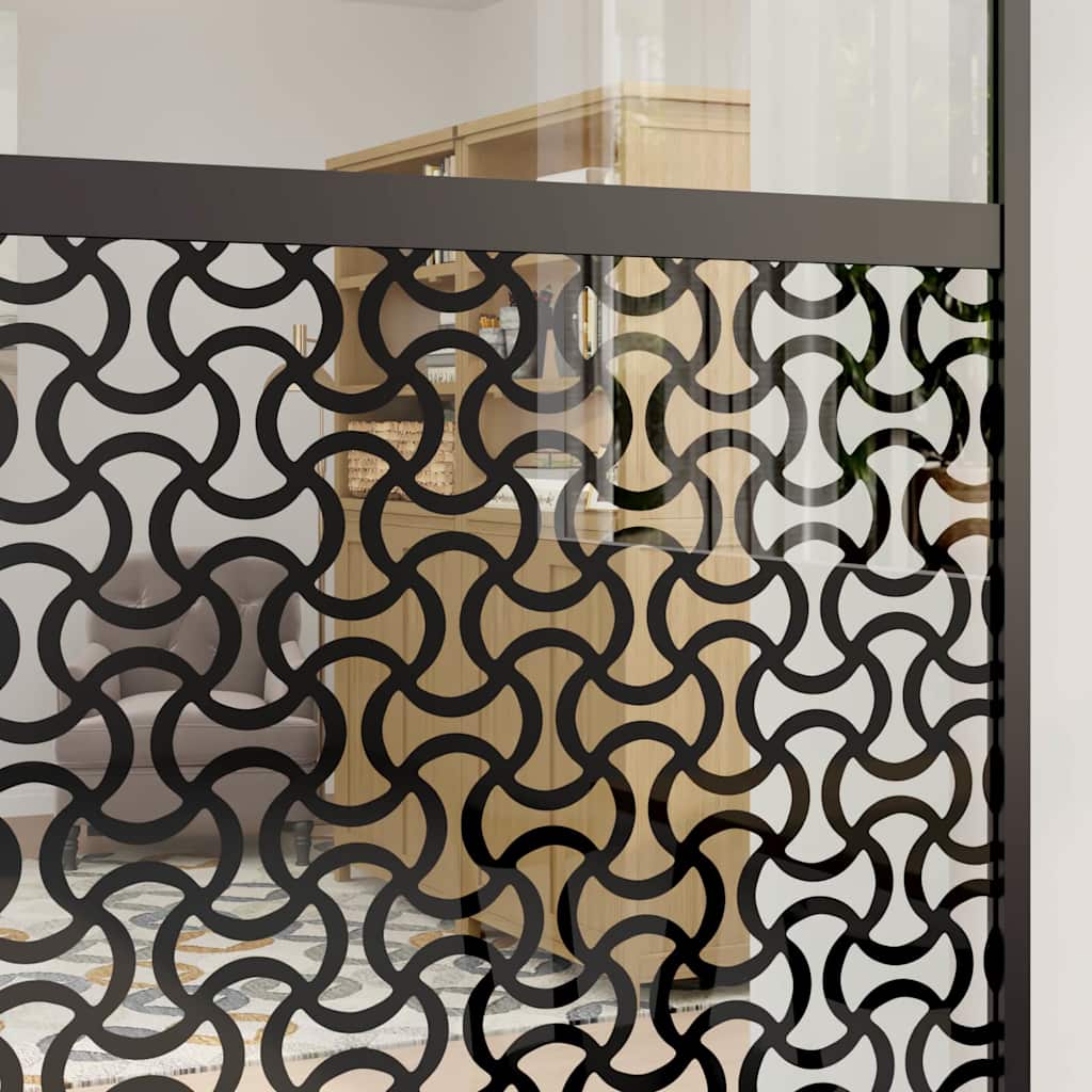 vidaXL Drzwi szklane Fretwork Czarny 102,5 x 2 x 205 cm Aluminium