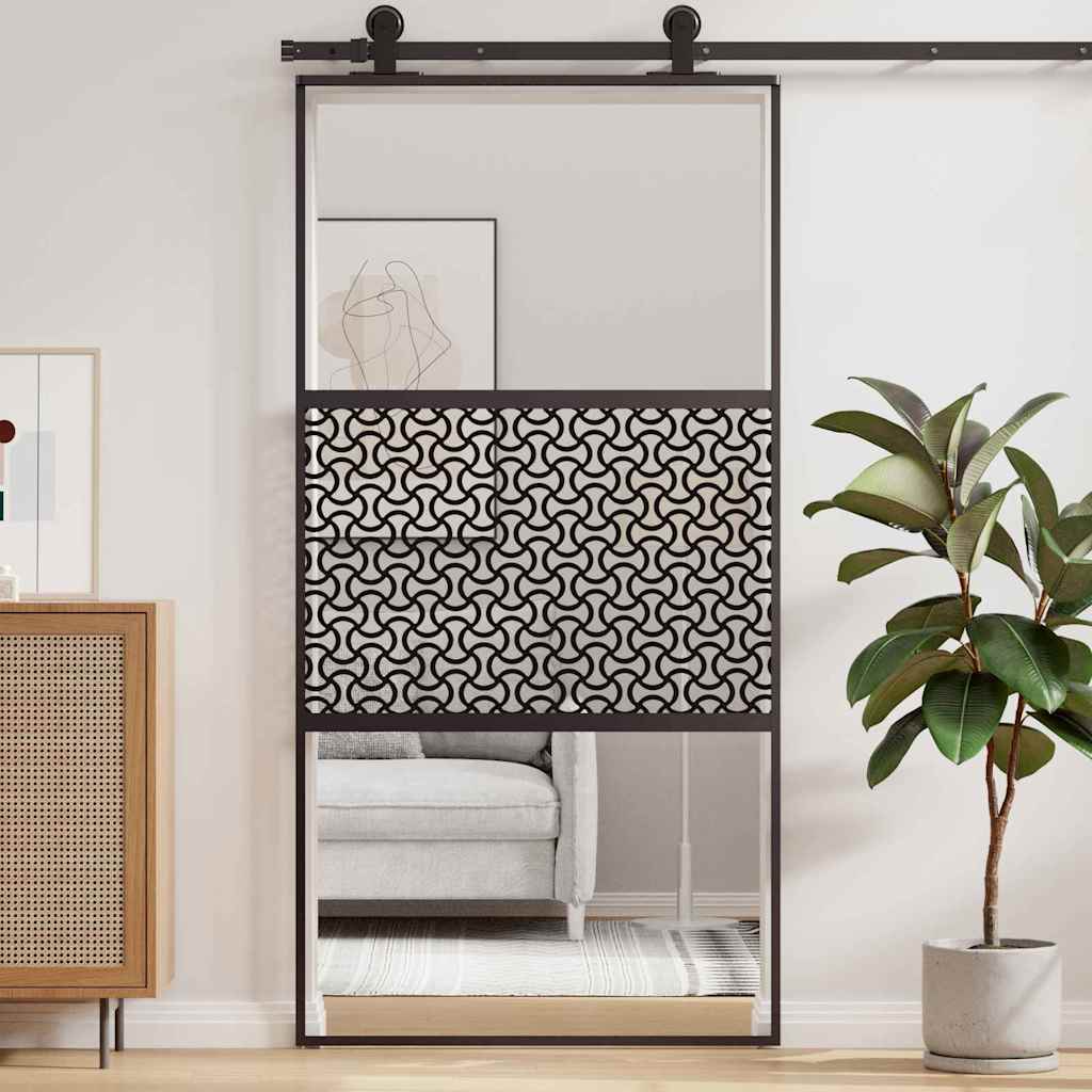 vidaXL Drzwi szklane Fretwork Czarny 102,5 x 2 x 205 cm Aluminium