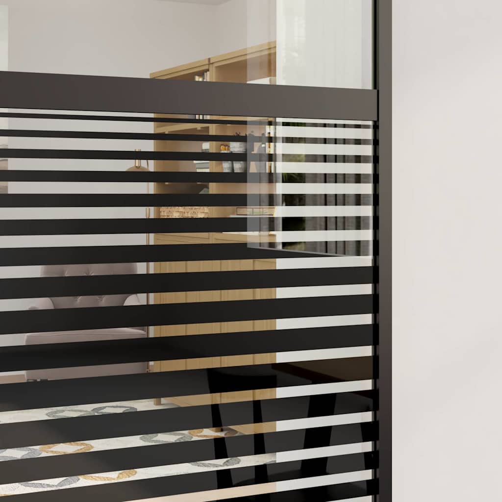 vidaXL Drzwi szklane Paski Czarny 76 x 2 x 205 cm Aluminium