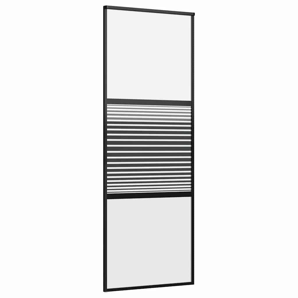 vidaXL Drzwi szklane Paski Czarny 76 x 2 x 205 cm Aluminium