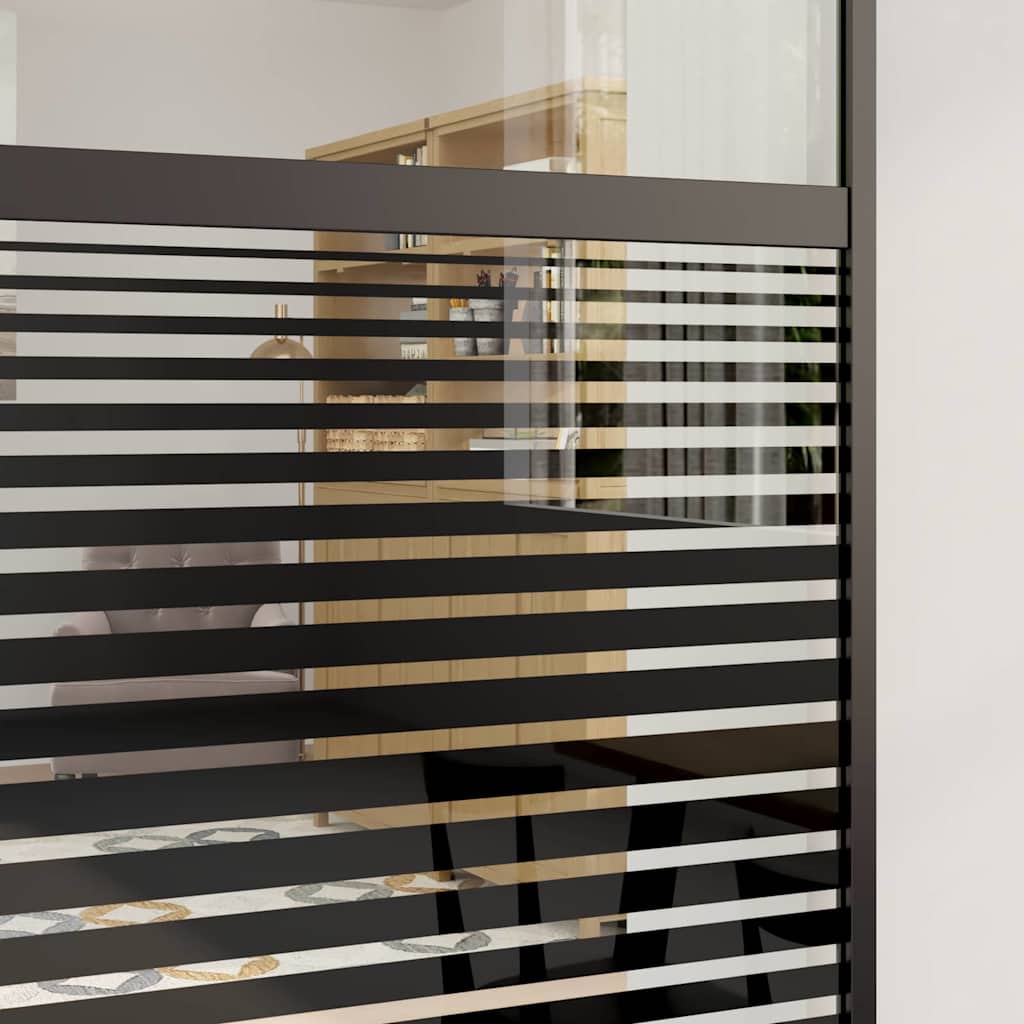 vidaXL Drzwi szklane Paski Czarny 90 x 2 x 205 cm Aluminium