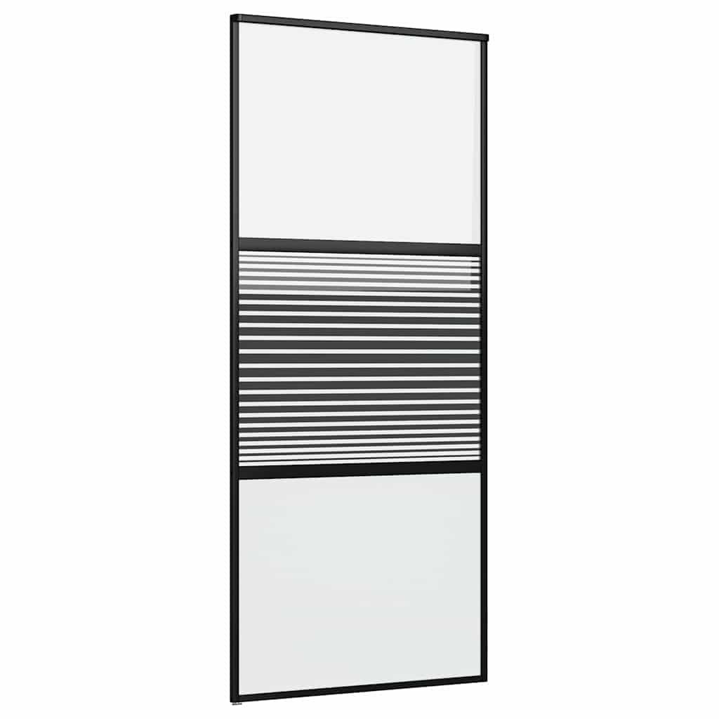vidaXL Drzwi szklane Paski Czarny 90 x 2 x 205 cm Aluminium