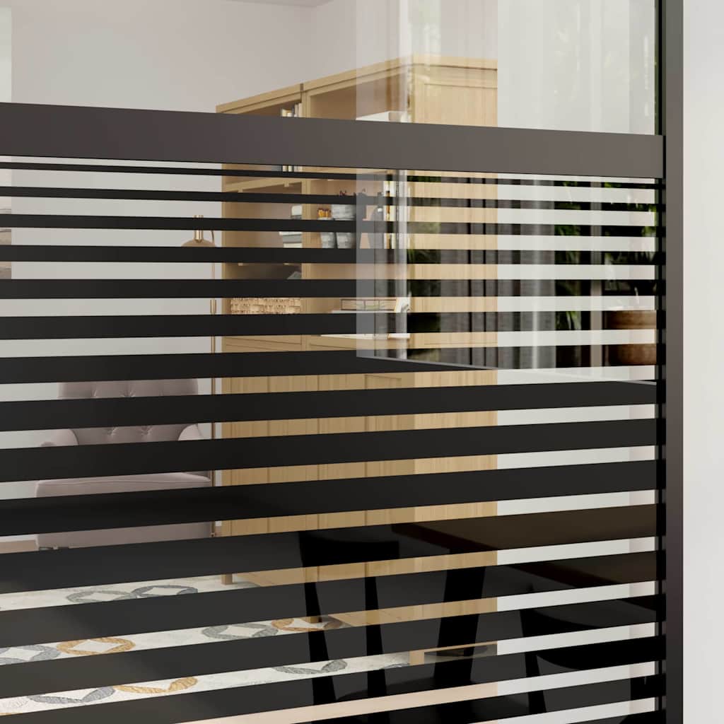 vidaXL Drzwi szklane Paski Czarny 102,5 x 2 x 205 cm Aluminium