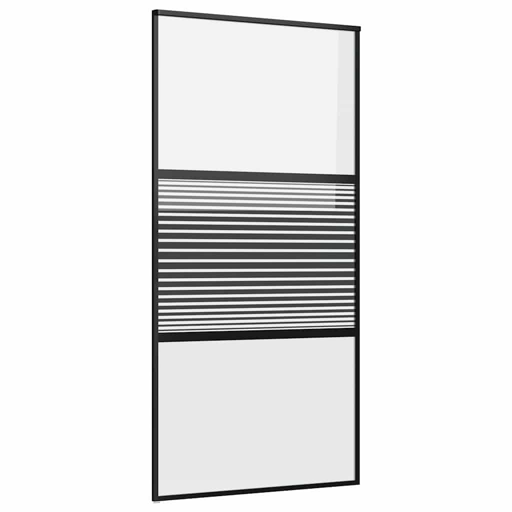 vidaXL Drzwi szklane Paski Czarny 102,5 x 2 x 205 cm Aluminium