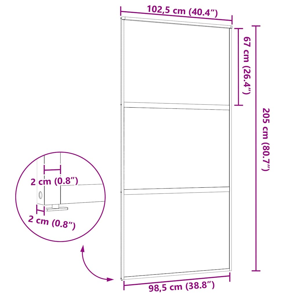vidaXL Drzwi szklane Paski Czarny 102,5 x 2 x 205 cm Aluminium