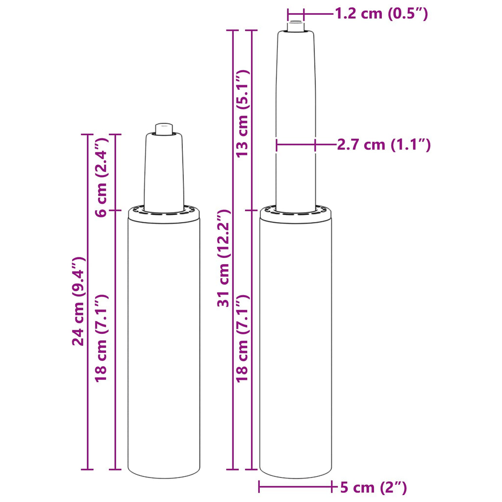vidaXL Cylinder gazowy do krzesła biurowego Czarny 239-309 mm Żelazo