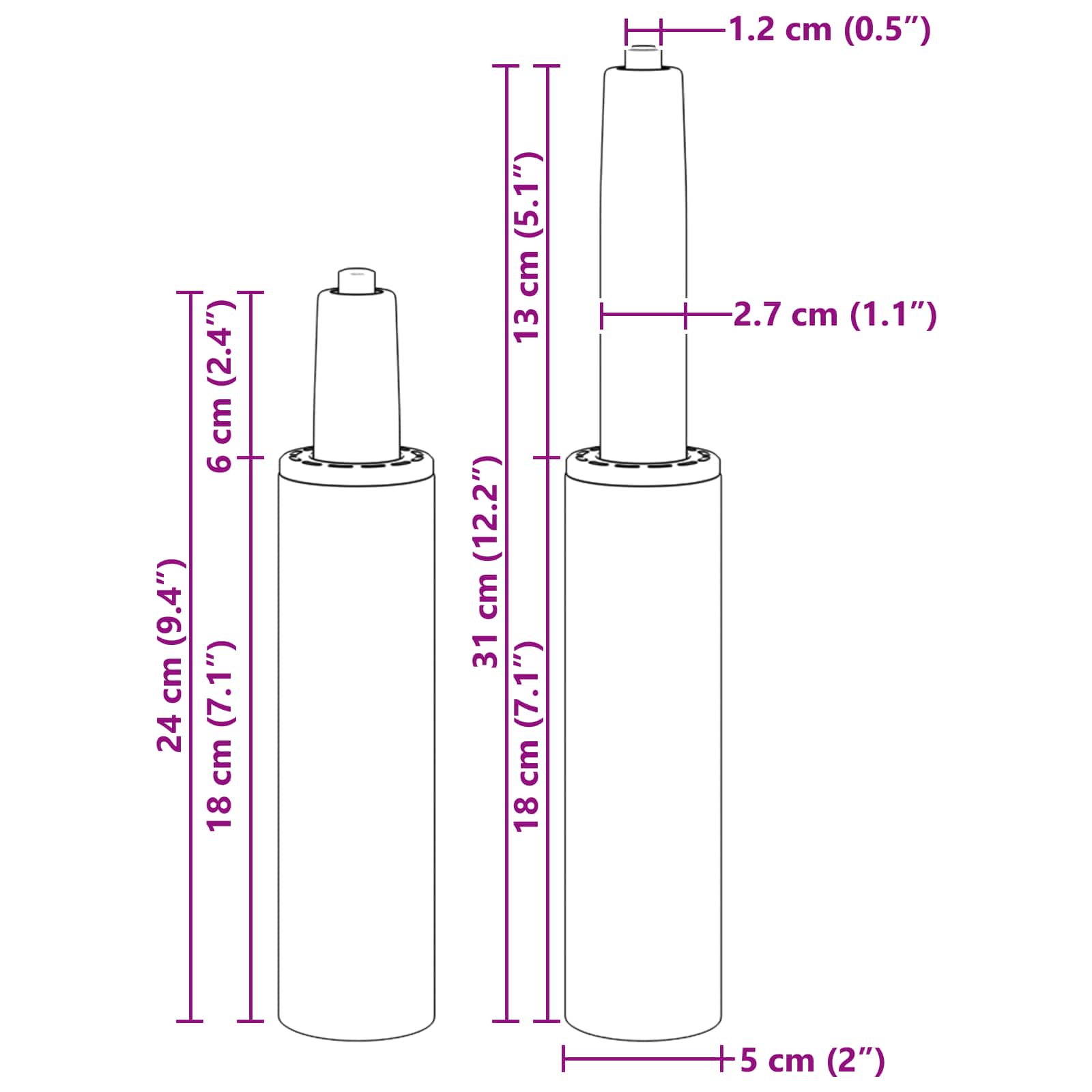 vidaXL Cylinder gazowy do krzesła biurowego Czarny 239-309 mm Żelazo