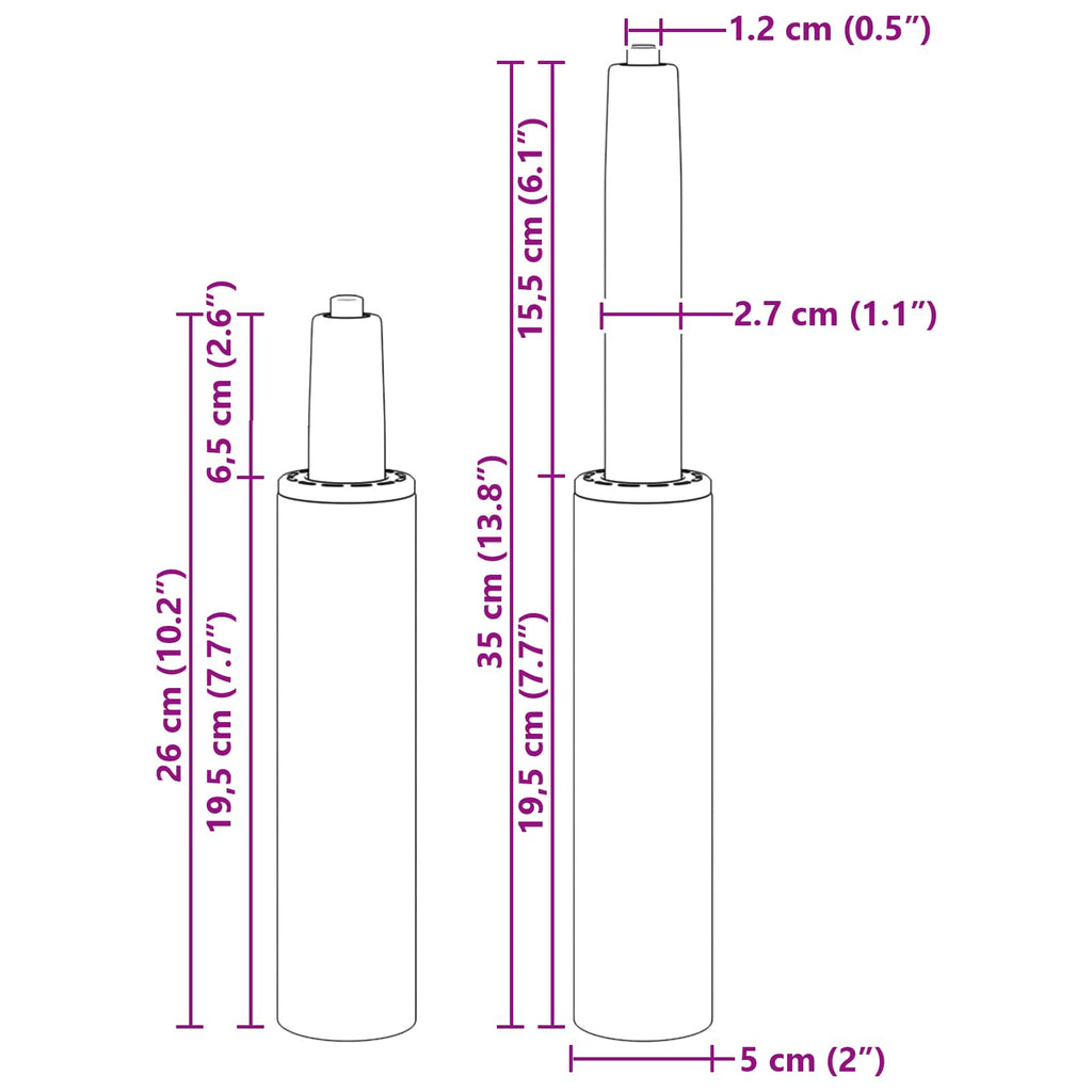 vidaXL Cylinder gazowy do krzesła biurowego chrom 261-351 mm Żelazo