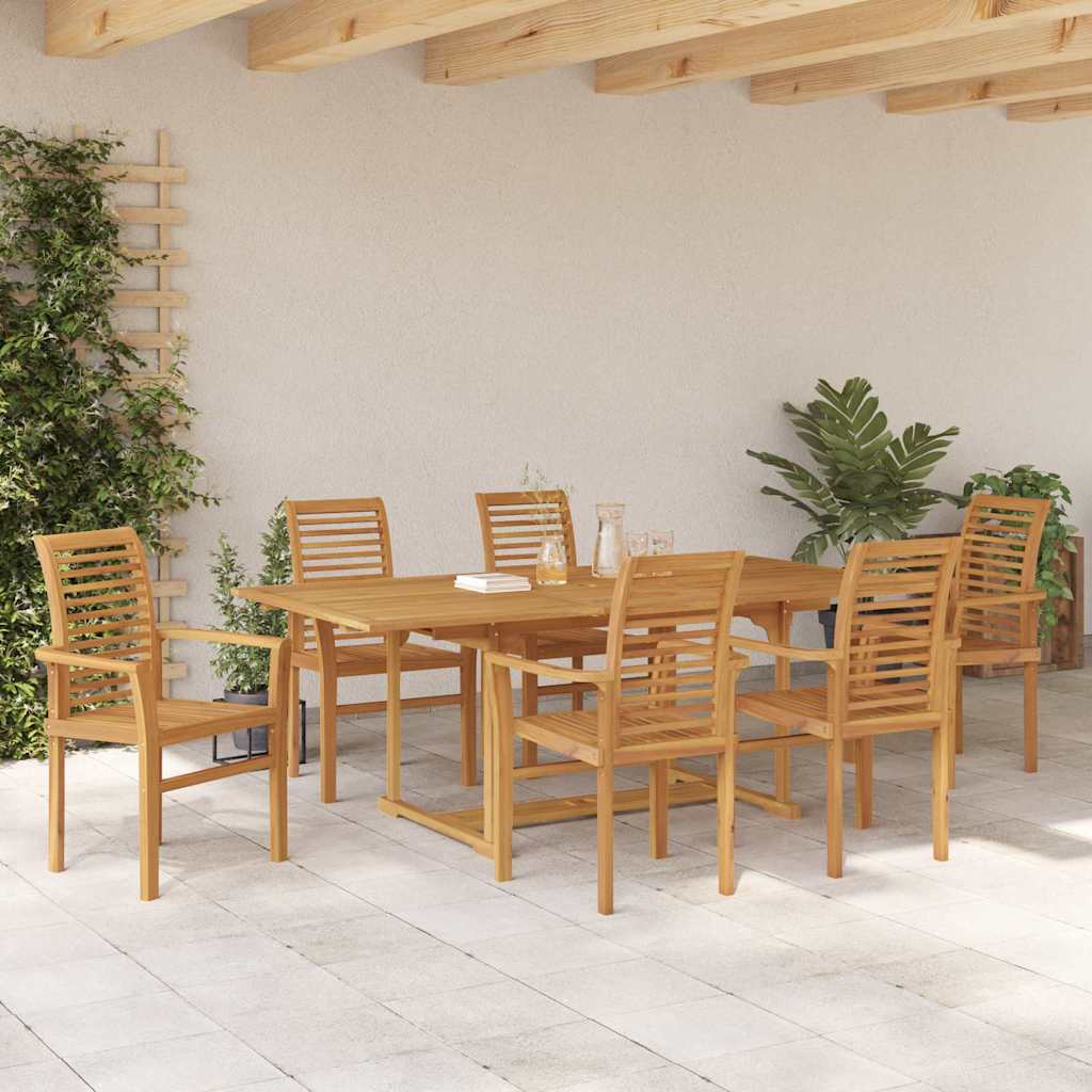 vidaXL Zestaw do jadalni w ogrodzie 7 pcs Brązowy Lite drewno teakowe