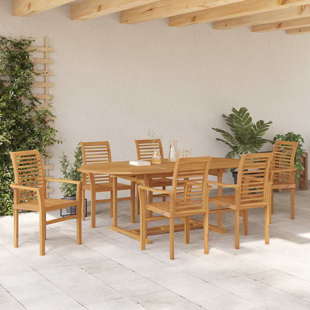 vidaXL Zestaw do jadalni w ogrodzie 7 pcs Brązowy Lite drewno teakowe