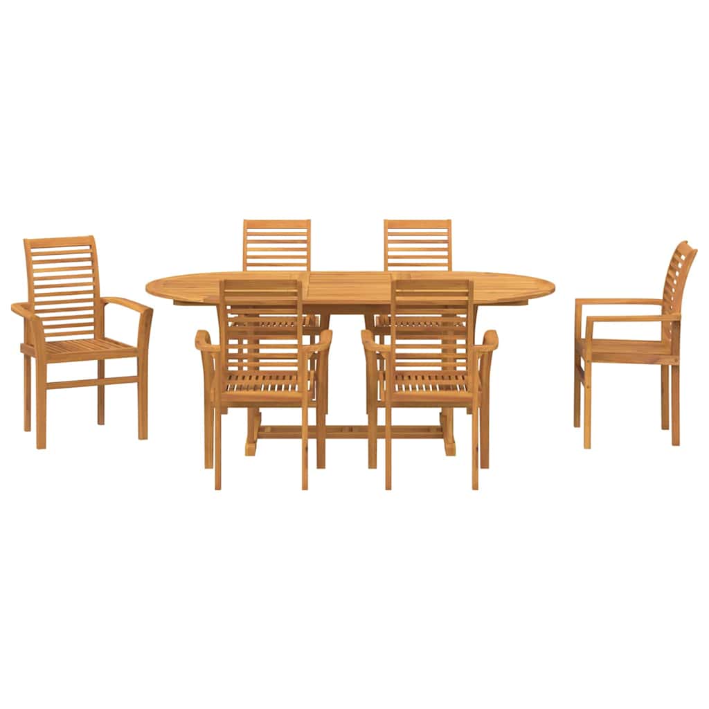 vidaXL Zestaw do jadalni w ogrodzie 7 pcs Brązowy Lite drewno teakowe
