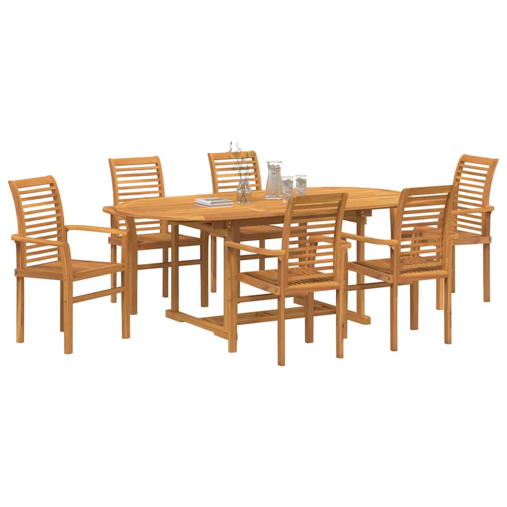 vidaXL Zestaw do jadalni w ogrodzie 7 pcs Brązowy Lite drewno teakowe