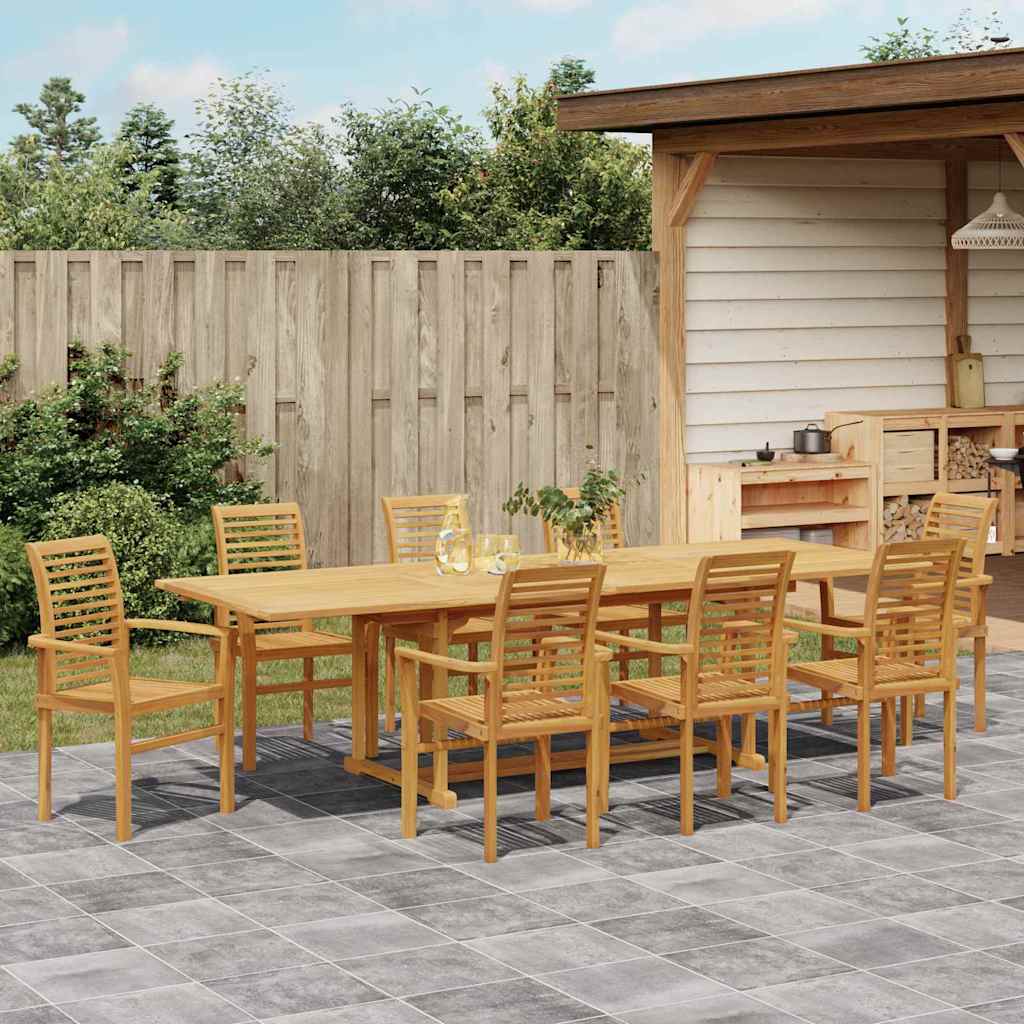 vidaXL Zestaw do jadalni w ogrodzie 9 pcs Brązowy Lite drewno teakowe