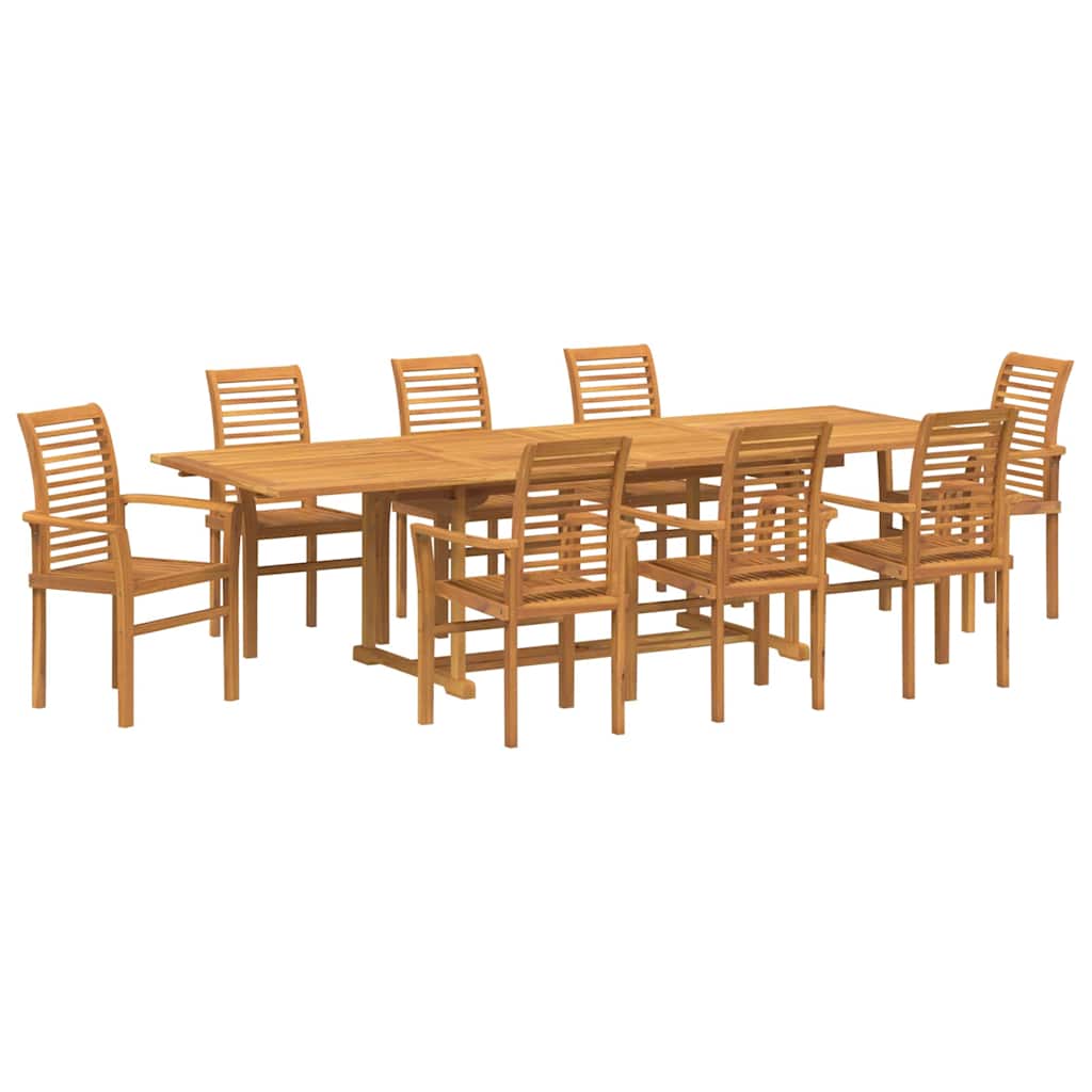 vidaXL Zestaw do jadalni w ogrodzie 9 pcs Brązowy Lite drewno teakowe