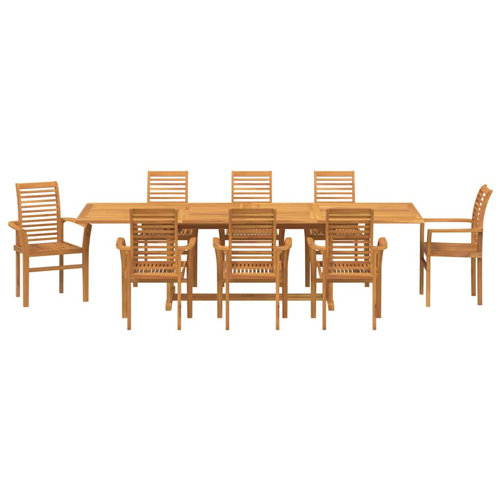 vidaXL Zestaw do jadalni w ogrodzie 9 pcs Brązowy Lite drewno teakowe