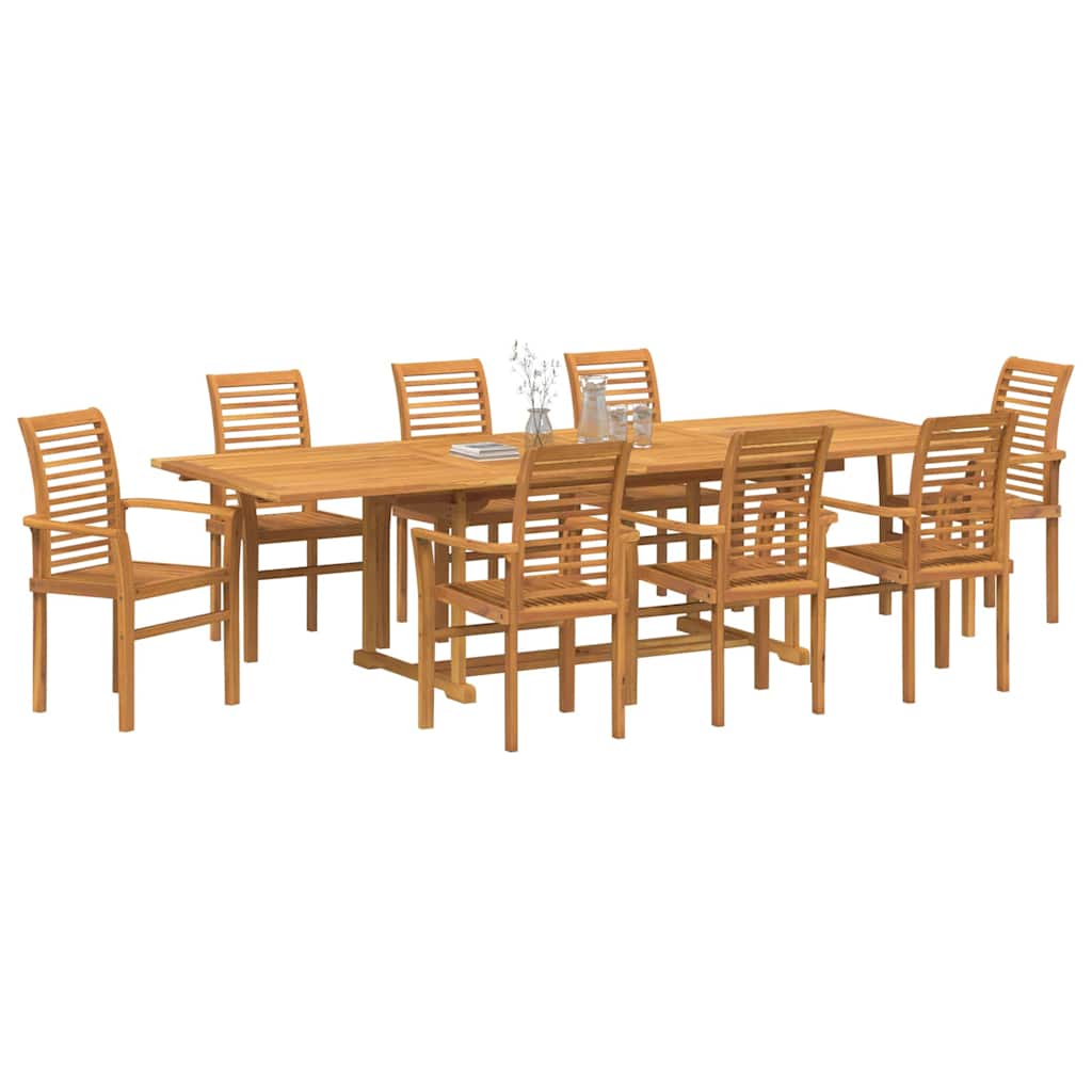 vidaXL Zestaw do jadalni w ogrodzie 9 pcs Brązowy Lite drewno teakowe