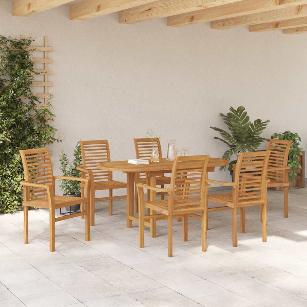 vidaXL Zestaw do jadalni w ogrodzie 7 pcs Brązowy Lite drewno teakowe