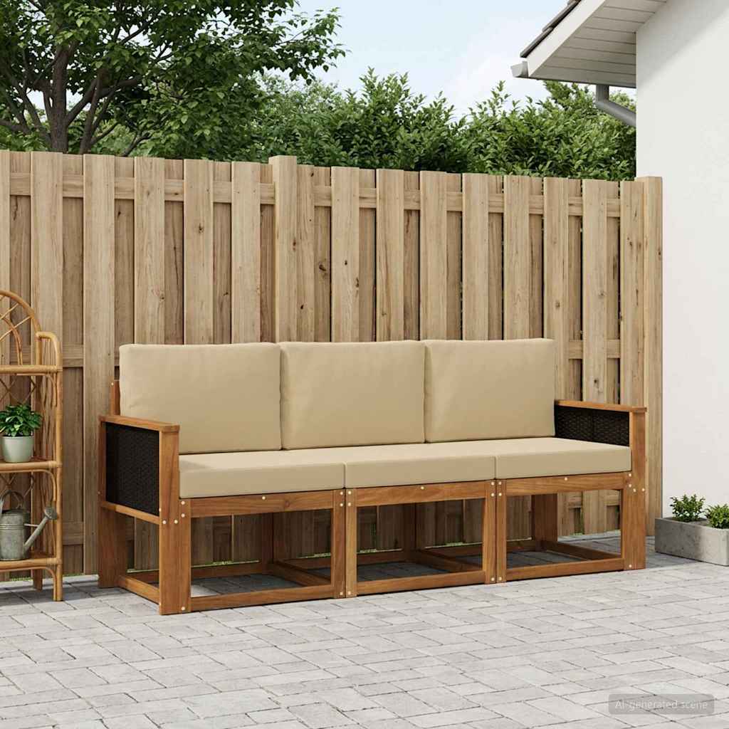 vidaXL Zestaw sof na zewnątrz z poduszką 3 pcs naturalny