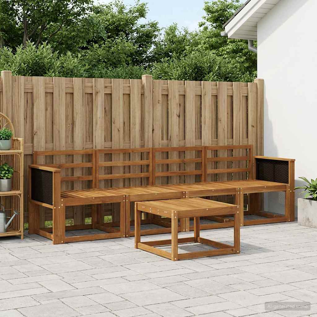 vidaXL Zestaw sof na zewnątrz 4 pcs naturalny Lite Drewno Akacji