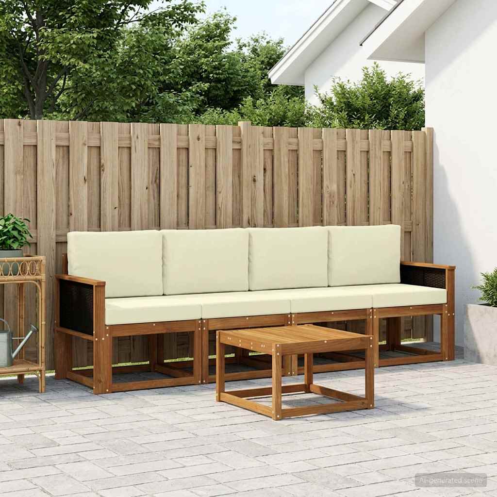 vidaXL Zestaw sof na zewnątrz z poduszką 4 pcs Naturalny i Kremowy