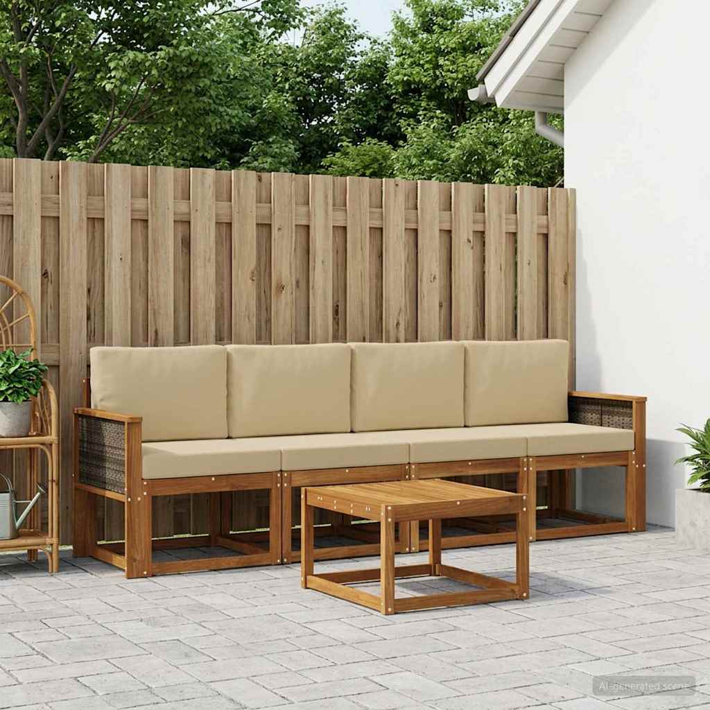 vidaXL Zestaw sof na zewnątrz z poduszką 4 pcs naturalny