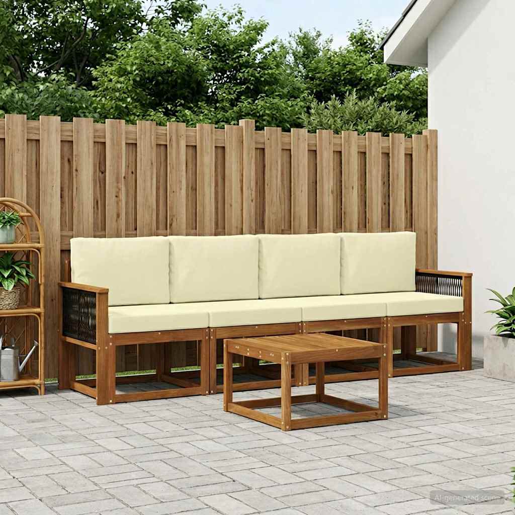 vidaXL Zestaw sof na zewnątrz z poduszką 4 pcs Naturalny i Kremowy