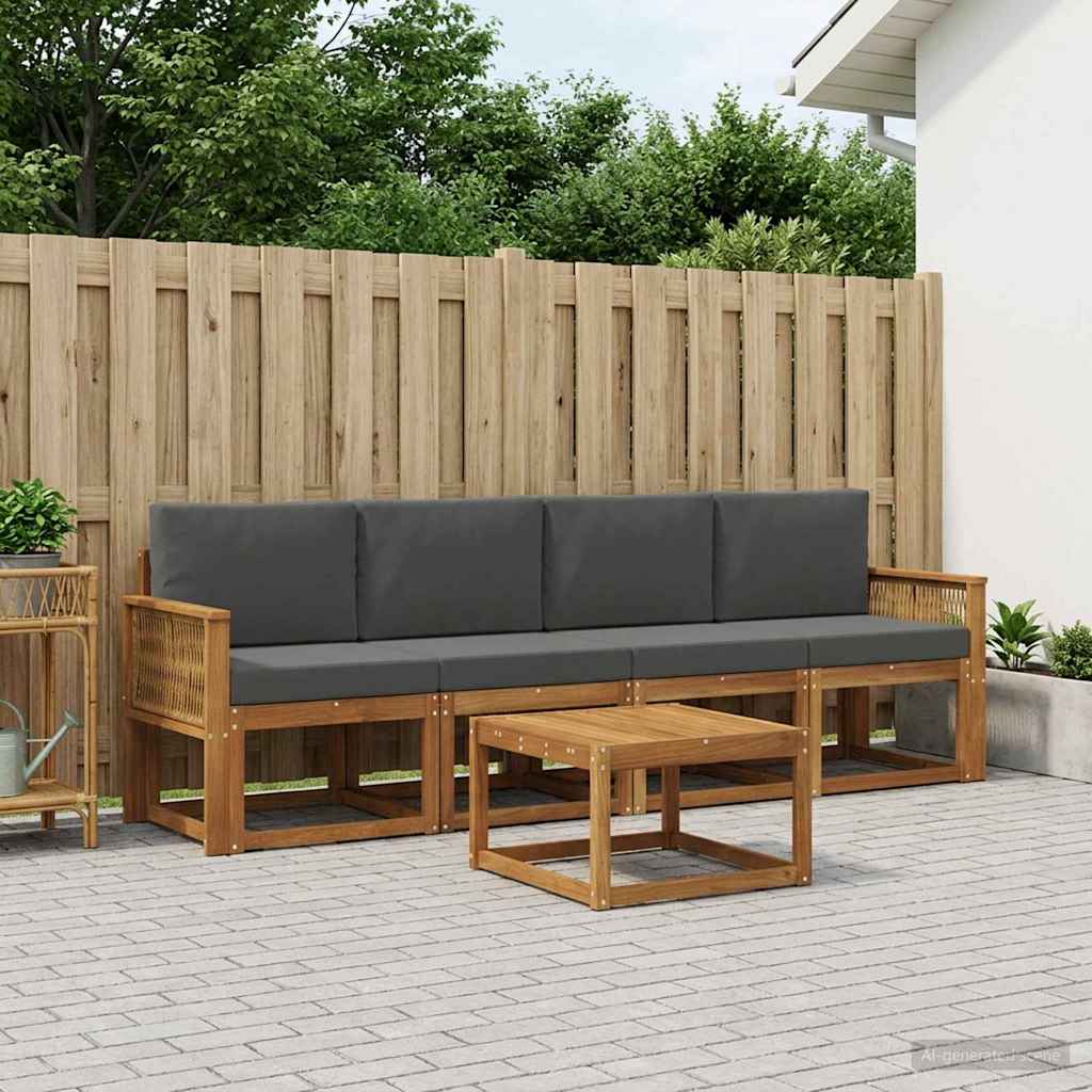 vidaXL Zestaw sof na zewnątrz 5 pcs Naturalny i Antracytowy Poliester