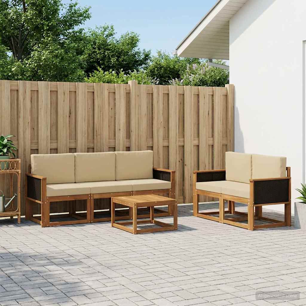 vidaXL Zestaw sof na zewnątrz z poduszką 6 pcs naturalny