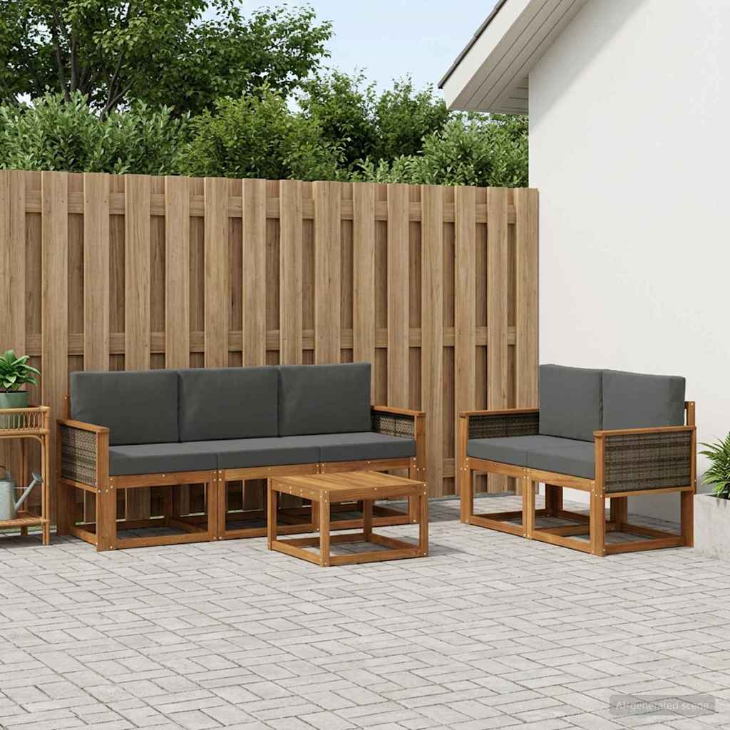 vidaXL Zestaw sof na zewnątrz z poduszką 6 pcs Naturalny i Antracytowy