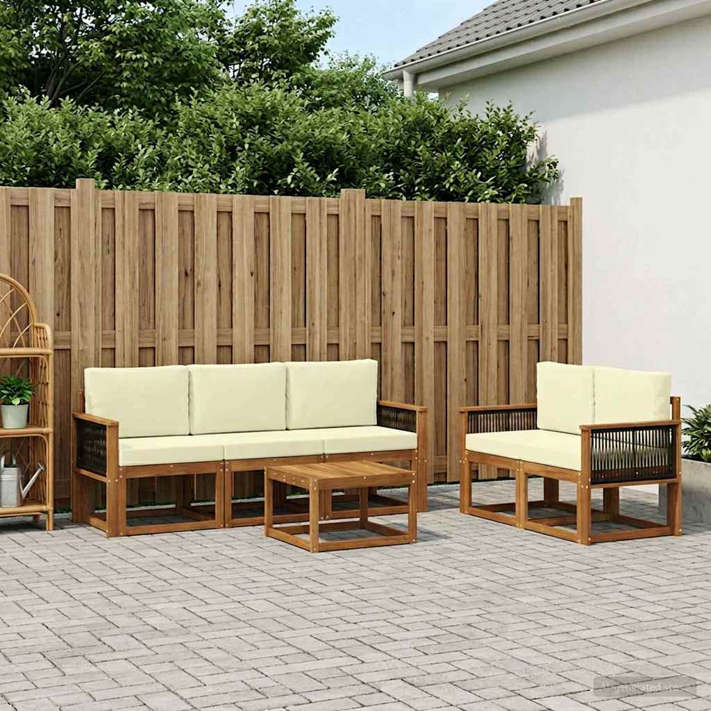 vidaXL Zestaw sof na zewnątrz z poduszką 6 pcs Naturalny i Kremowy