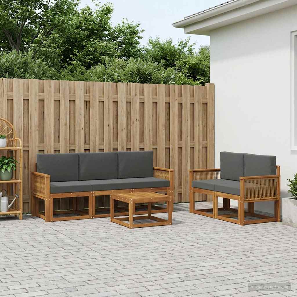 vidaXL Zestaw sof na zewnątrz 6 pcs Naturalny i Antracytowy Poliester