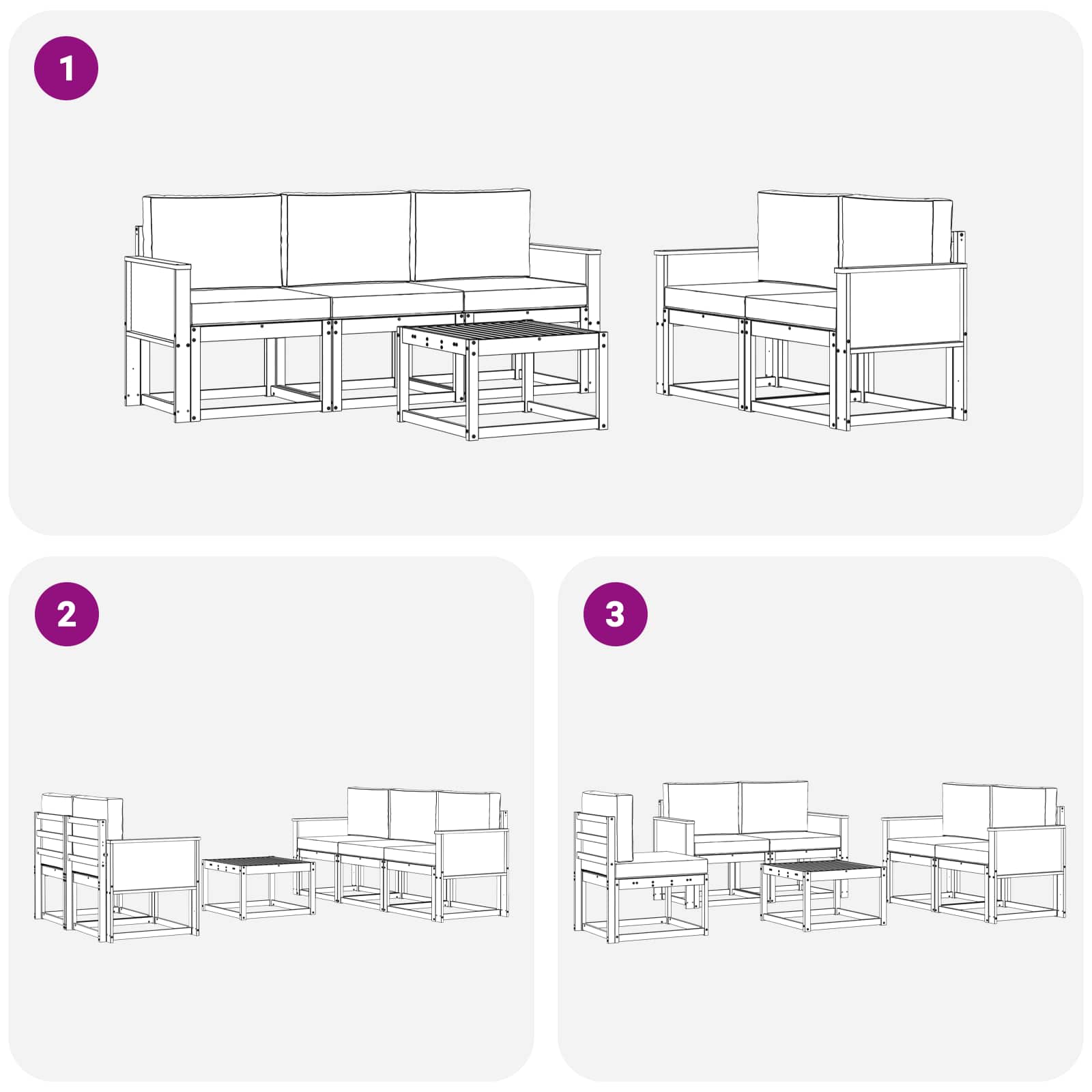 vidaXL Zestaw sof na zewnątrz 6 pcs Naturalny i Antracytowy Poliester