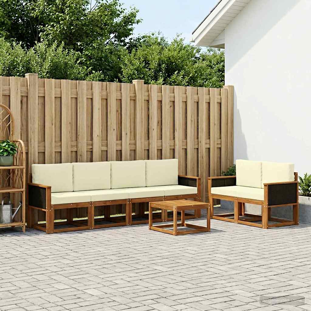 vidaXL Zestaw sof na zewnątrz z poduszką 6 pcs Naturalny i Kremowy