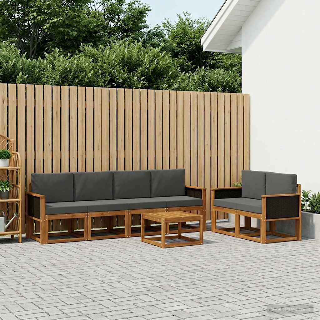 vidaXL Zestaw sof na zewnątrz z poduszką 6 pcs Naturalny i Antracytowy