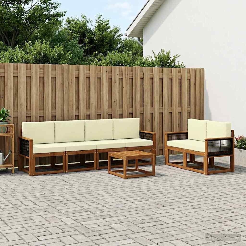 vidaXL Zestaw sof na zewnątrz z poduszką 6 pcs Naturalny i Kremowy