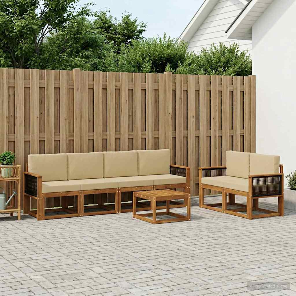 vidaXL Zestaw sof na zewnątrz z poduszką 6 pcs naturalny