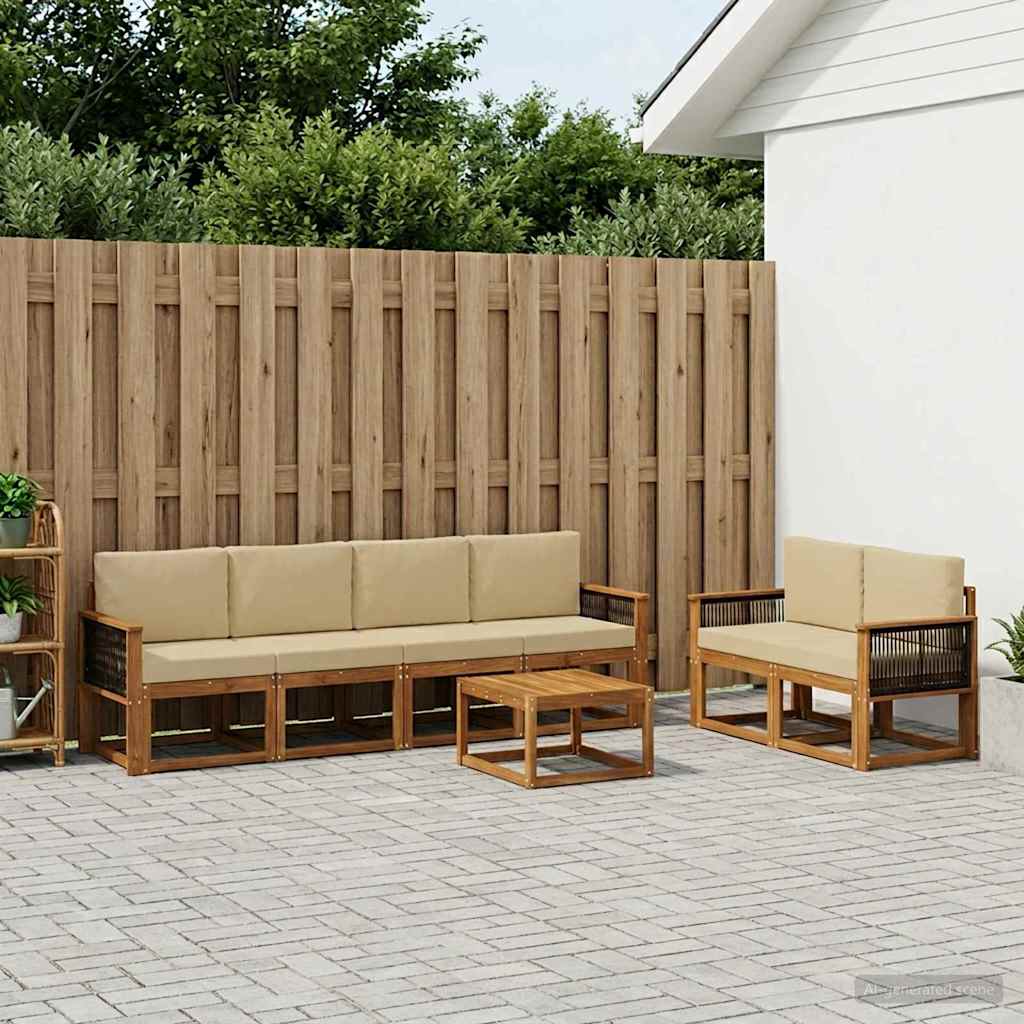 vidaXL Zestaw sof na zewnątrz z poduszką 6 pcs naturalny