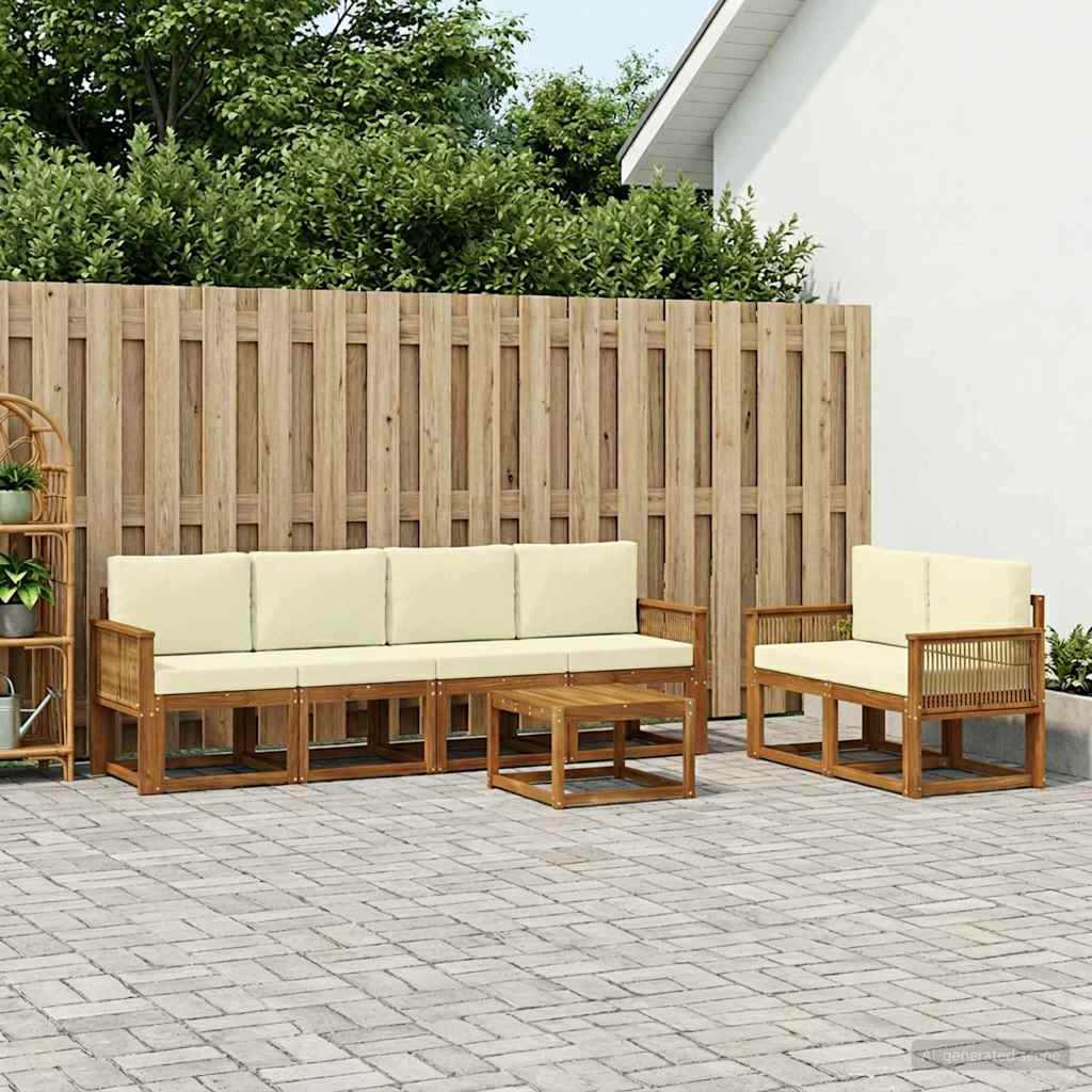 vidaXL Zestaw sof na zewnątrz 7 pcs Naturalny i Kremowy Poliester