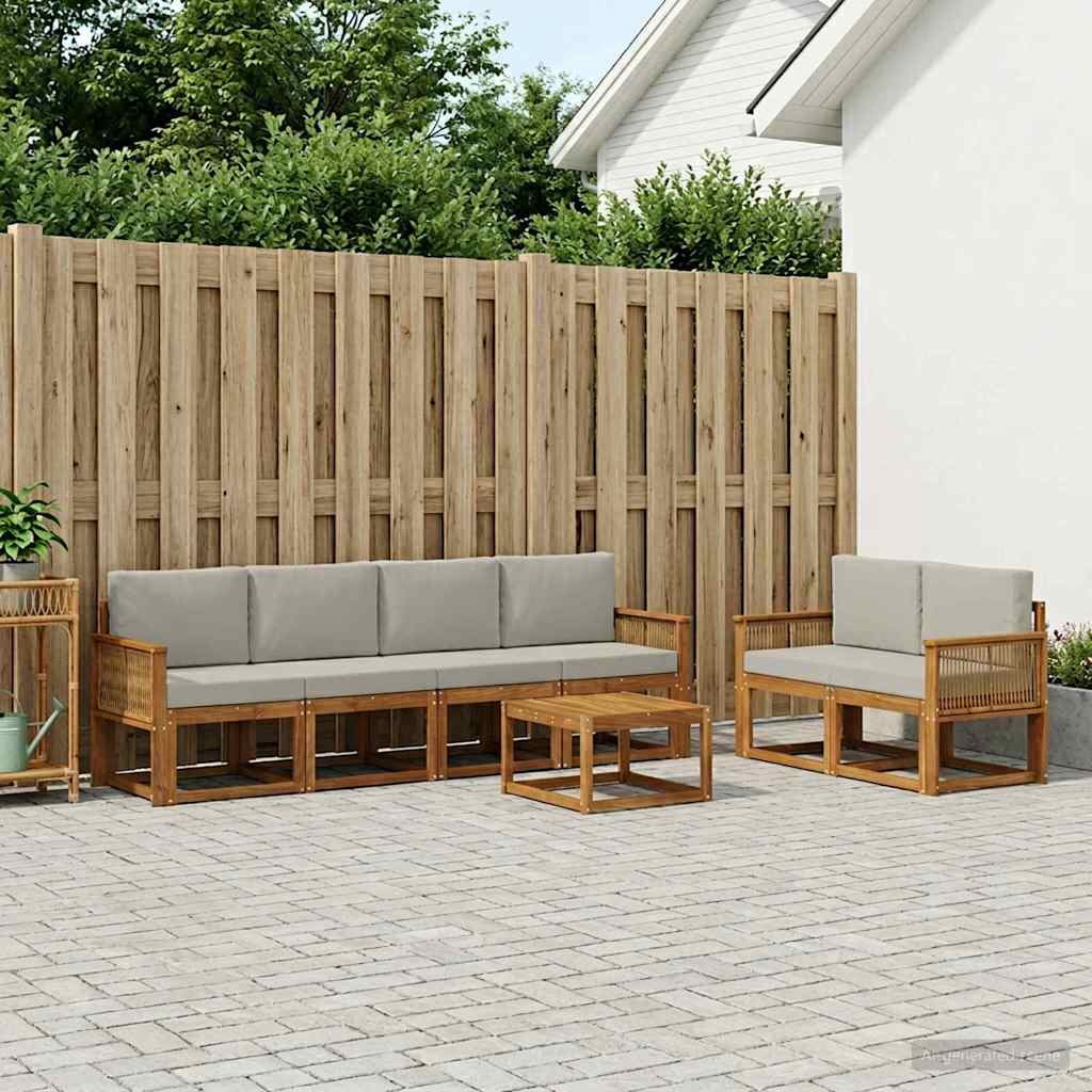 vidaXL Zestaw sof na zewnątrz 7 pcs Naturalny i jasnoszary Poliester