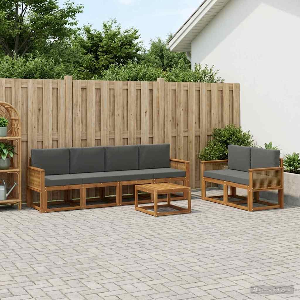vidaXL Zestaw sof na zewnątrz 7 pcs Naturalny i Antracytowy Poliester