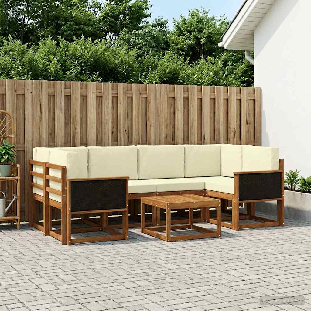 vidaXL Zestaw sof na zewnątrz z poduszką 5 pcs Naturalny i Kremowy