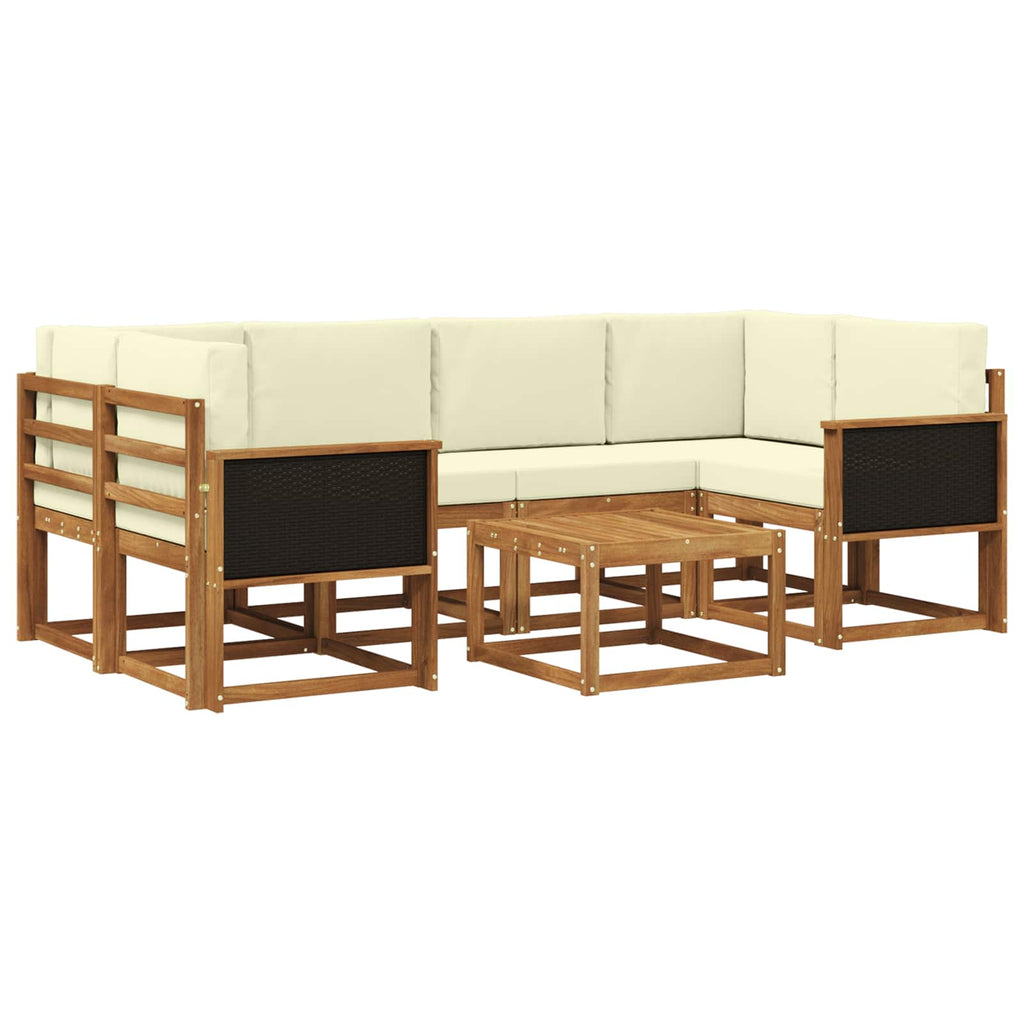 vidaXL Zestaw sof na zewnątrz z poduszką 5 pcs Naturalny i Kremowy