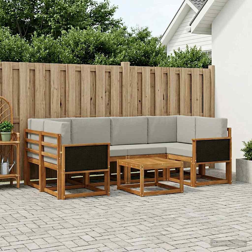 vidaXL Zestaw sof na zewnątrz z poduszką 5 pcs Naturalny i jasnoszary
