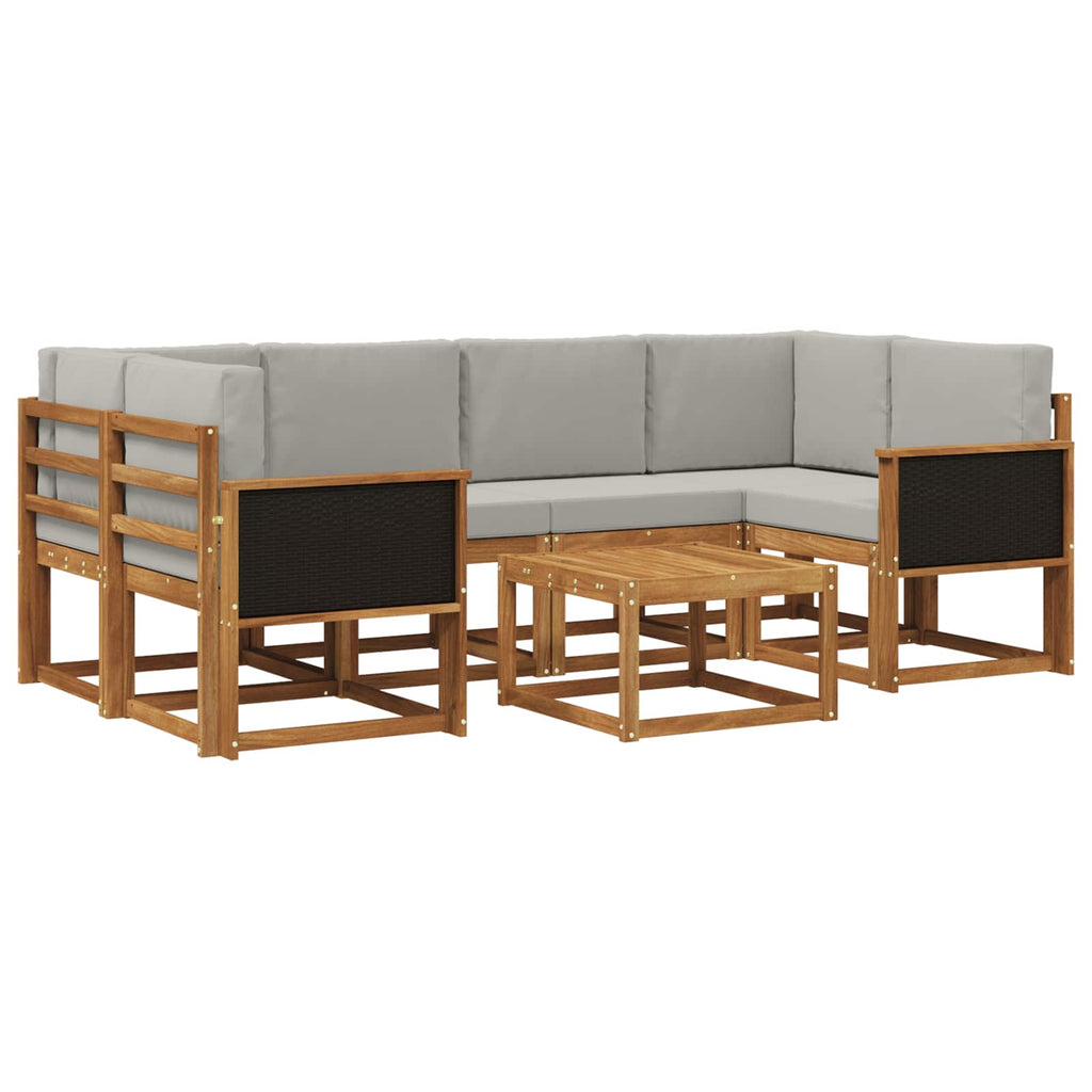 vidaXL Zestaw sof na zewnątrz z poduszką 5 pcs Naturalny i jasnoszary