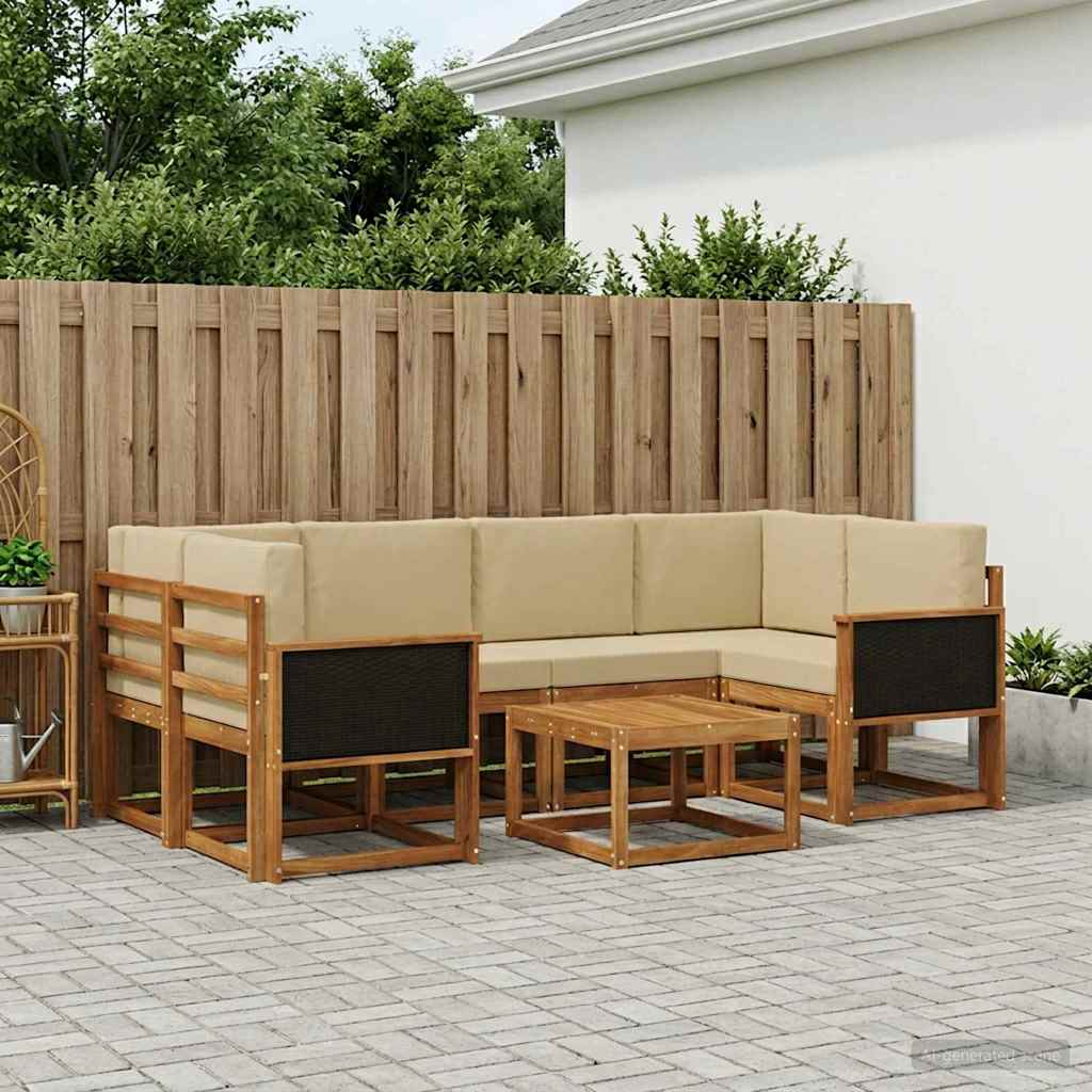 vidaXL Zestaw sof na zewnątrz z poduszką 5 pcs naturalny
