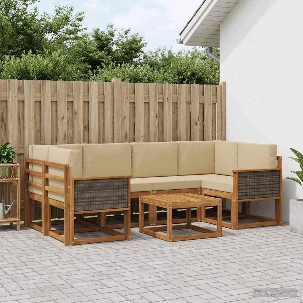 vidaXL Zestaw sof na zewnątrz z poduszką 5 pcs naturalny