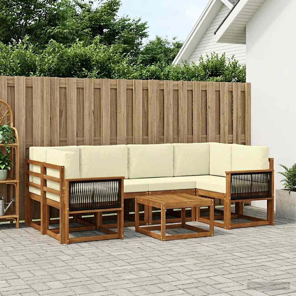 vidaXL Zestaw sof na zewnątrz z poduszką 5 pcs Naturalny i Kremowy