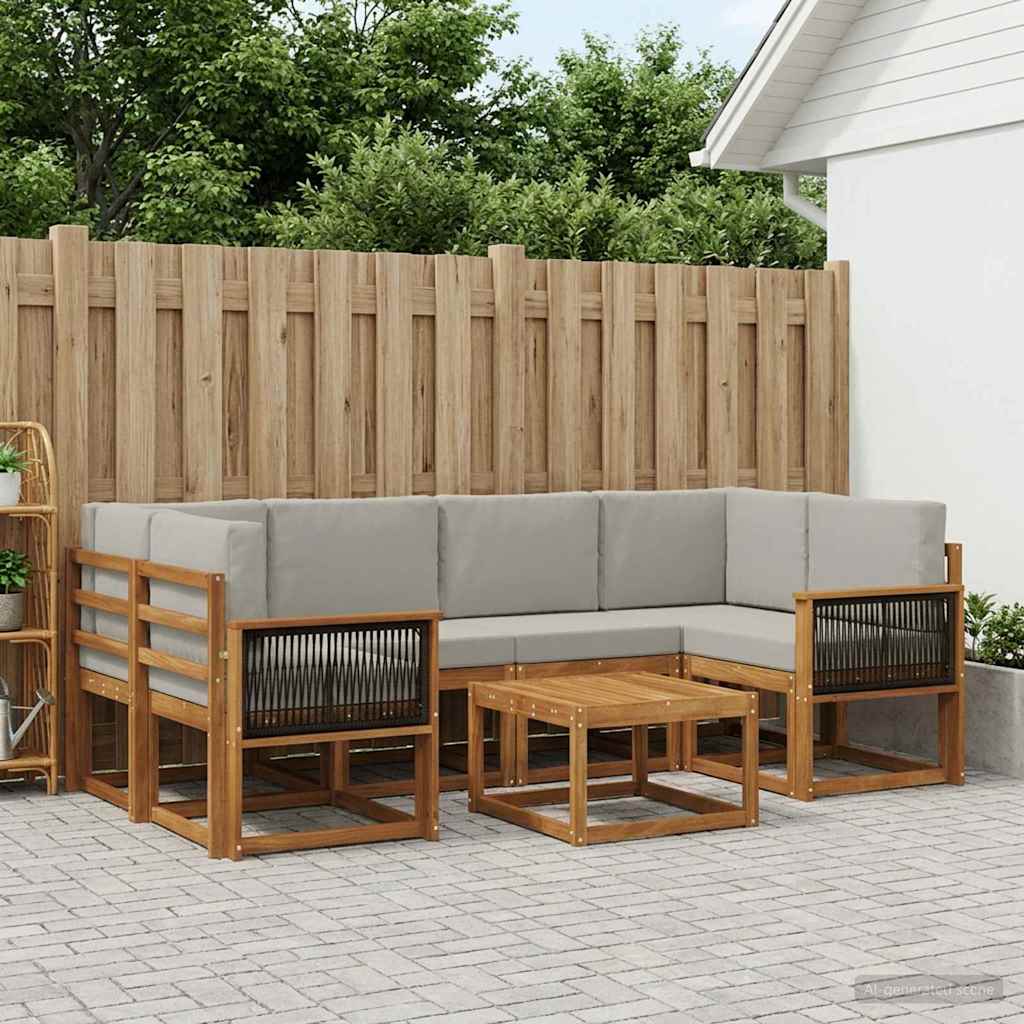vidaXL Zestaw sof na zewnątrz 5 pcs Naturalny i jasnoszary