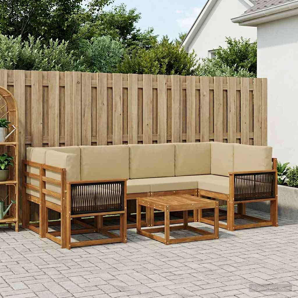 vidaXL Zestaw sof na zewnątrz z poduszką 5 pcs naturalny
