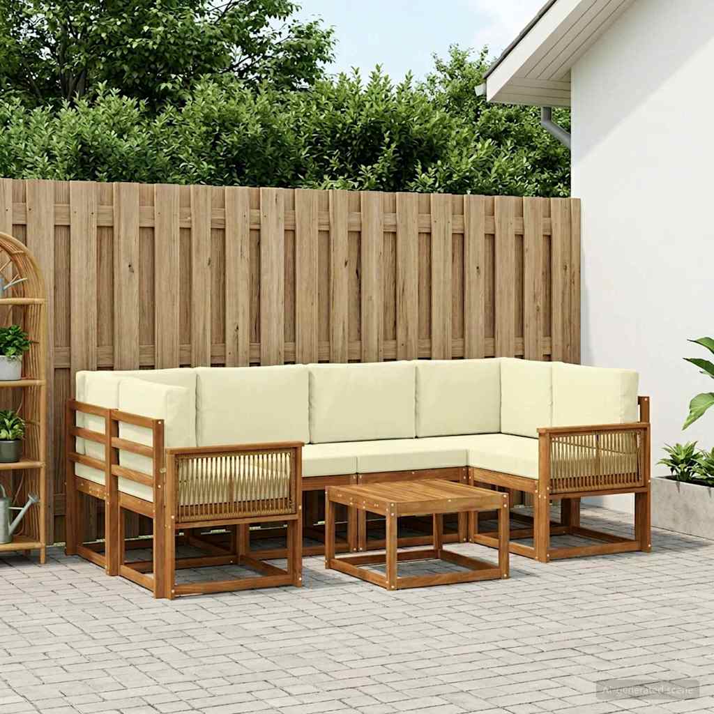 vidaXL Zestaw sof na zewnątrz 7 pcs Naturalny i Kremowy Poliester